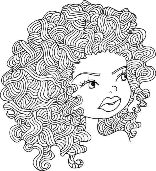 Black White Beauty Hair Pattern Design Vector Drawing — 图库矢量图片