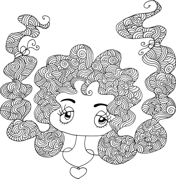 Black White Beauty Hair Pattern Design Vector Drawing — Vettoriale Stock