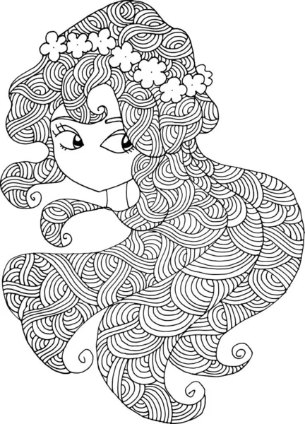 Black White Beauty Hair Pattern Design Vector Drawing — стоковый вектор