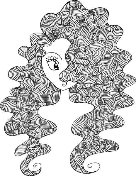 Black White Beauty Hair Pattern Design Vector Drawing — Image vectorielle