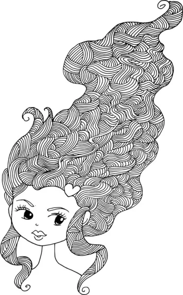 Black White Beauty Hair Pattern Design Vector Drawing — Vector de stock