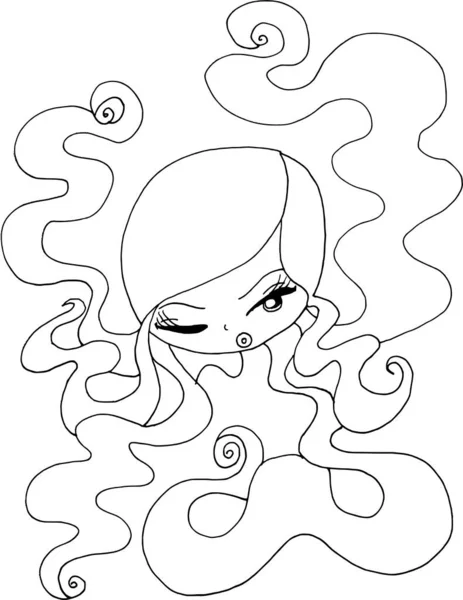 Black White Beauty Hair Pattern Design Vector Drawing — Image vectorielle