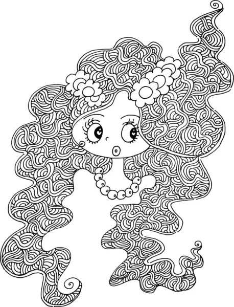 Black White Beauty Hair Pattern Design Vector Drawing — Stockvektor