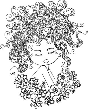 siyah ve beyaz güzellik saçı desenli tasarım vektörü çizimi