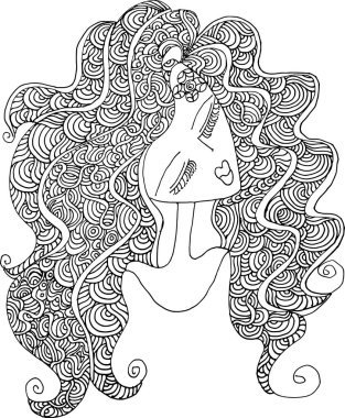 siyah ve beyaz güzellik saçı desenli tasarım vektörü çizimi