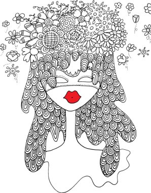 siyah ve beyaz güzellik saçı desenli tasarım vektörü çizimi