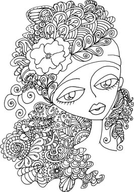 siyah ve beyaz güzellik saçı desenli tasarım vektörü çizimi