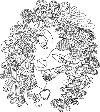 siyah ve beyaz güzellik saçı desenli tasarım vektörü çizimi