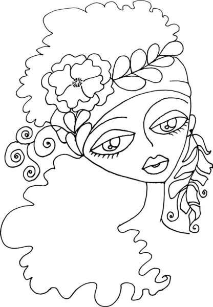 Black White Beauty Hair Pattern Design Vector Drawing — Vettoriale Stock