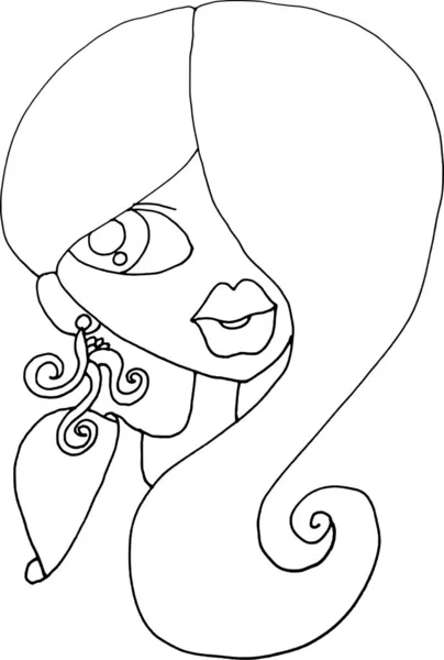 Black White Beauty Hair Pattern Design Vector Drawing — Stok Vektör