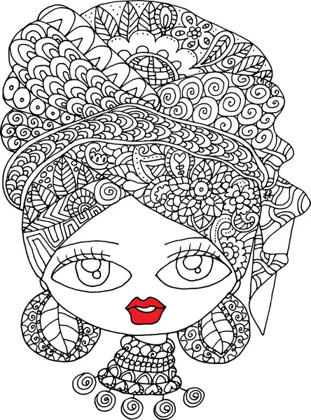 Black White Beauty Hair Pattern Design Vector Drawing — Stok Vektör