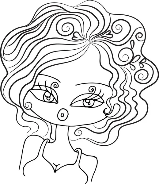 Siyah Beyaz Saç Mandala Desenli Tasarım Vektörü Çizimi — Stok Vektör