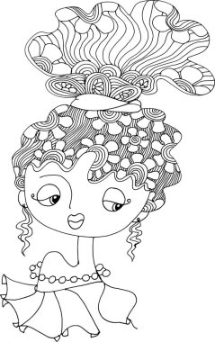 Siyah beyaz saç mandala desenli tasarım vektörü çizimi