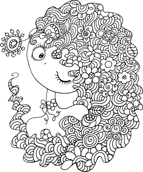 Noir Blanc Beauté Cheveux Mandala Motif Dessin Vectoriel — Image vectorielle