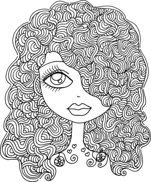 Dibujo Vectorial Diseño Patrón Mandala Pelo Belleza Blanco Negro — Archivo Imágenes Vectoriales