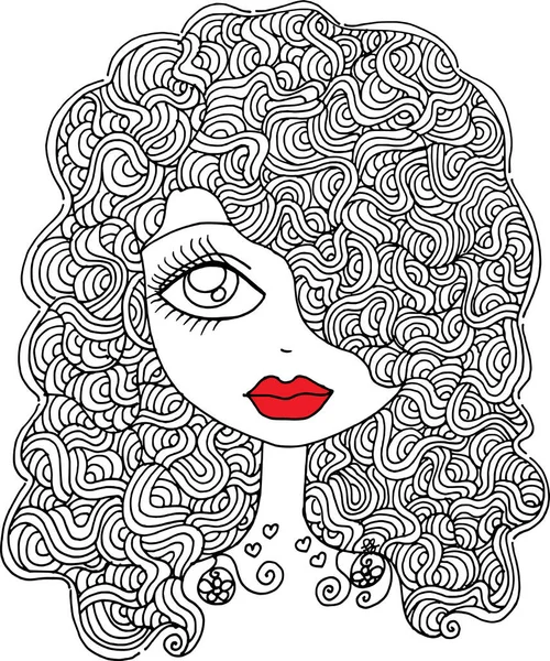 Black and white beauty hair mandala pattern design vector drawing