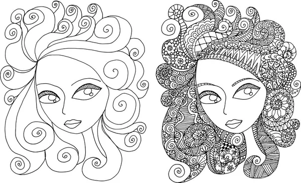 Dibujo Vectorial Diseño Patrón Mandala Pelo Belleza Blanco Negro — Vector de stock