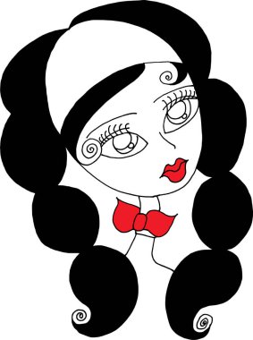 Siyah beyaz saç mandala desenli tasarım vektörü çizimi