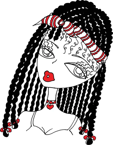 Black White Beauty Hair Mandala Pattern Design Vector Drawing — Stock Vector