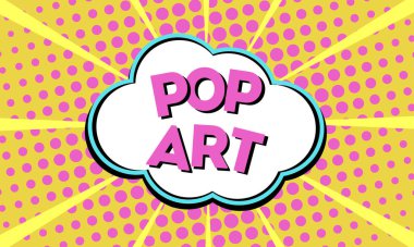 Yazılı pop sanatı. Noktalar pembe arka plan.