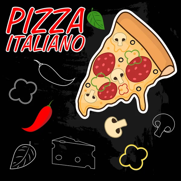 Pizza Italiano Appetizing Slice Pizza — Stock Vector