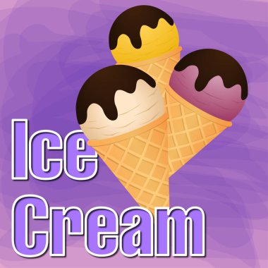  Freezer cone. Soft frosty illustration of different tastes