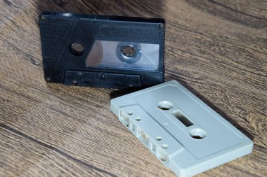 Ses kaseti. Retro müzik ortamı, ses kaydedici için kompakt kaset.