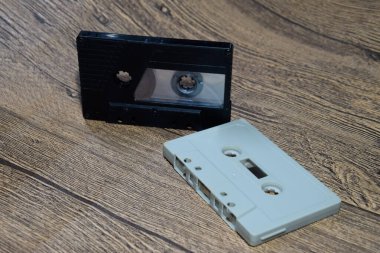 Ses kaseti. Retro müzik ortamı, ses kaydedici için kompakt kaset.