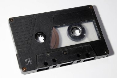 Ses kaseti. Retro müzik ortamı, ses kaydedici için kompakt kaset.