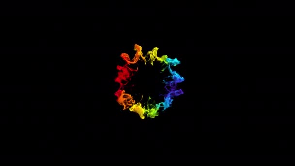 Iridescent multicolored shockwave particle explosion alpha copy space 4k — Stock Video