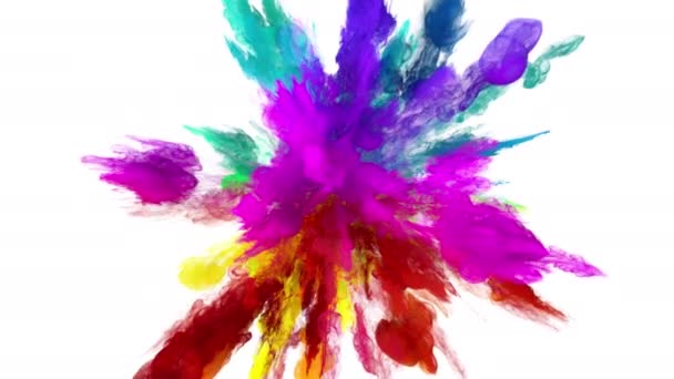 Color Burst - színes füst por robbanás folyadék tinta részecskék alfa matt — Stock videók