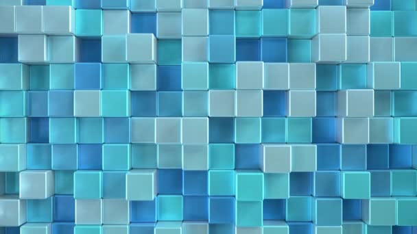 Abstractos cubos metálicos fondo patrón de pared. Mapeo de proyección 3D — Vídeos de Stock