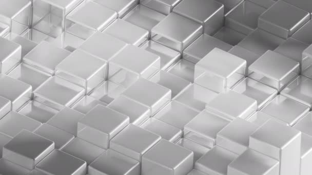 Abstracto blanco gris cubos metálicos fondo patrón pared 3D proyección mapeo — Vídeo de stock