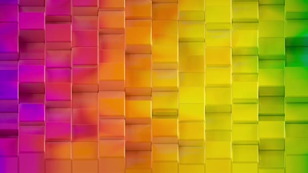 Abstract regenboog kubussen achtergrond patroon muur. 3D-projectie in kaart brengen — Stockvideo