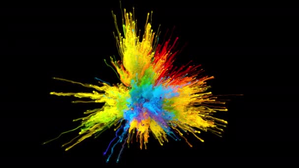 Χρώμα ριζωμένο ιριδίζον πολύχρωμο ουράνιο τόξο σκόνη έκρηξη ρευστών σωματιδίων μελάνης Βίντεο Κλιπ