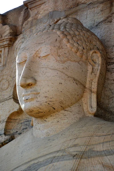 Sri Lanka Polonnaruwa Siedzący Budda Gal Vihara — Zdjęcie stockowe