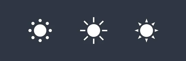 デイライトモードのアイコン 太陽と3つのベクトルのパック — ストックベクタ