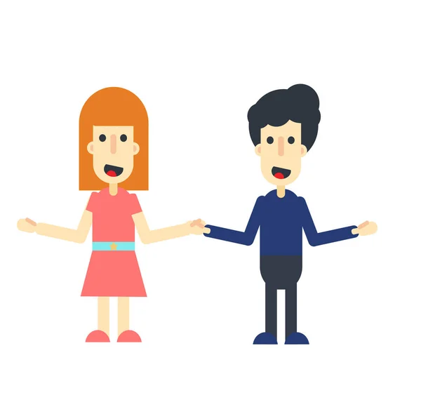 Cute Happy Couple Cartoon Vector Illustration — Image vectorielle