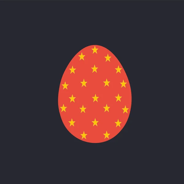 Красное Пасхальное Яйцо Черном Фоне Векторные Иллюстрации Плоские Цвета — стоковый вектор