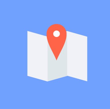 GPS Navigator on Blue Background. Map Pointer Icon. 