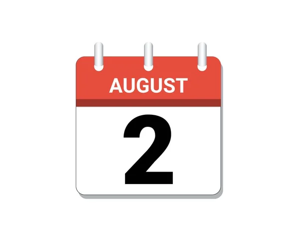 August 2Nd Calendar Icon Vector Concept Schedule Business Tasks — 图库矢量图片