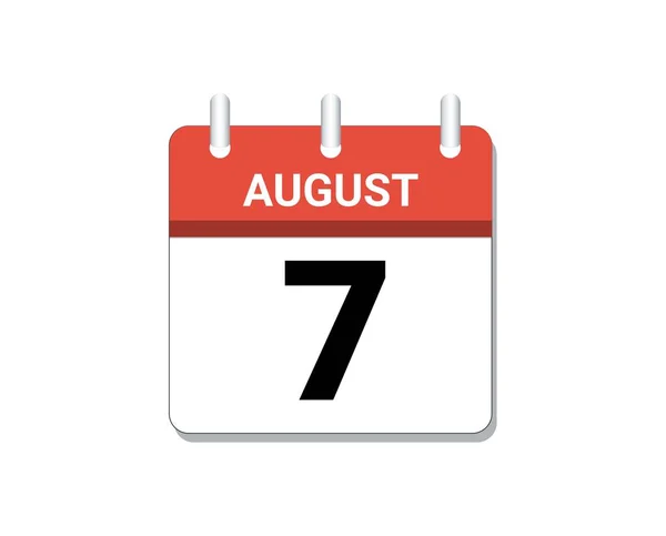 August 7Th Calendar Icon Vector Concept Schedule Business Tasks — 스톡 벡터