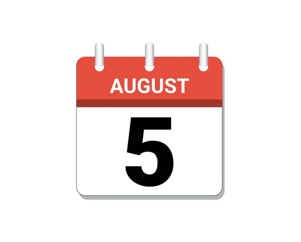 August 5Th Calendar Icon Vector Concept Schedule Business Tasks — 图库矢量图片