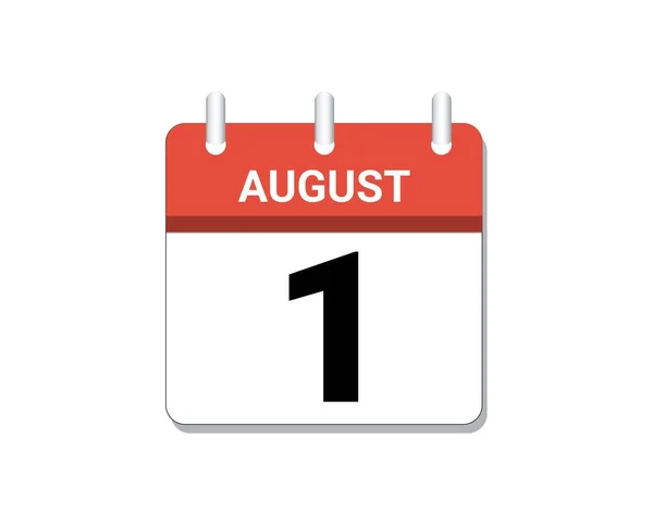 August 1St Calendar Icon Vector Concept Schedule Business Tasks — Vector de stock