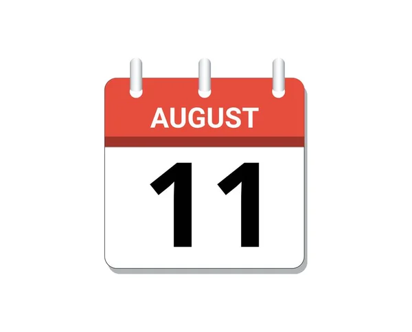 August 11Th Calendar Icon Vector Concept Schedule Business Tasks — Wektor stockowy