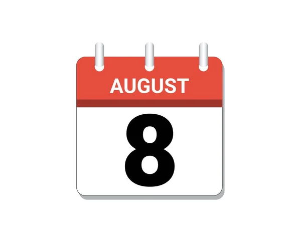 August 8Th Calendar Icon Vector Concept Schedule Business Tasks — 스톡 벡터