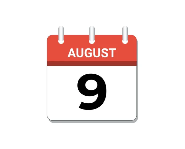 August 9Th Calendar Icon Vector Concept Schedule Business Tasks — Archivo Imágenes Vectoriales
