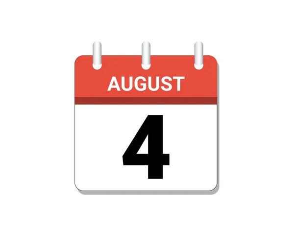 August 4Th Calendar Icon Vector Concept Schedule Business Tasks — 图库矢量图片