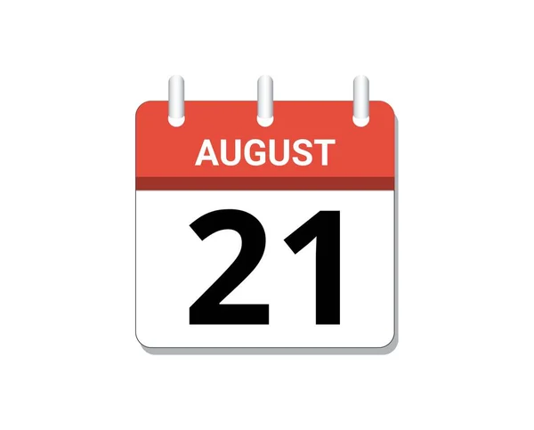August 21St Calendar Icon Vector Concept Schedule Business Tasks — Wektor stockowy