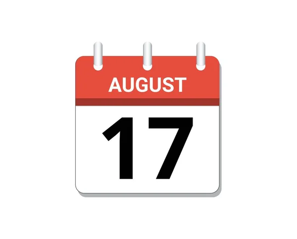 August 17Th Calendar Icon Vector Concept Schedule Business Tasks — 스톡 벡터